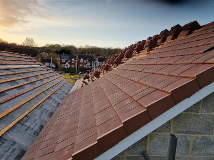 New clay plain tiles on an extension roof